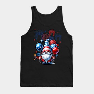 4th Of July Patriotic Gnomes Sunglasses American Fireworks Tank Top